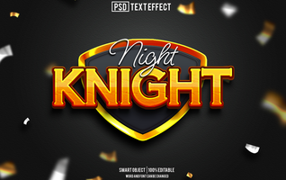 knight text effect, font editable, typography, 3d text psd