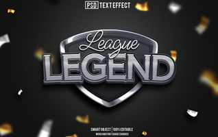 legend text effect, font editable, typography, 3d text psd