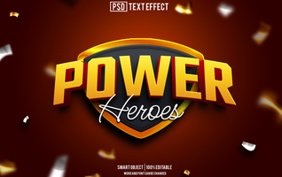 power heroes text effect, font editable, typography, 3d text psd