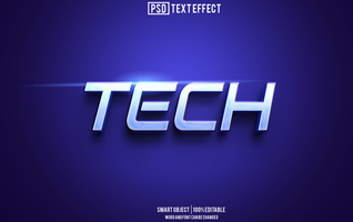 tech text effect, font editable, typography, 3d text psd