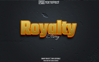 royalty text effect, font editable, typography, 3d text psd