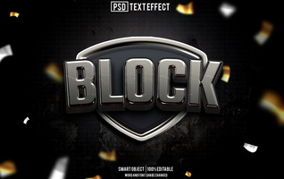 blockera text effekt, font redigerbar, typografi, 3d text psd