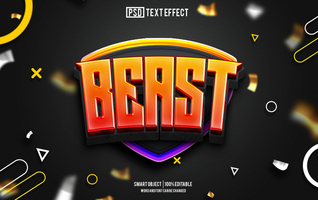 beast text effect, font editable, typography, 3d text psd