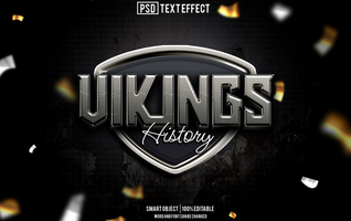 viking text effect, font editable, typography, 3d text psd