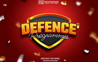 defence text effect, font editable, typography, 3d text psd