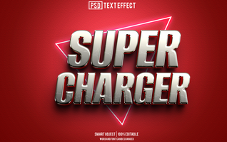 super charger text effect, font editable, typography, 3d text psd