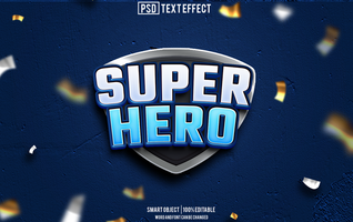 super hero text effect, font editable, typography, 3d text psd