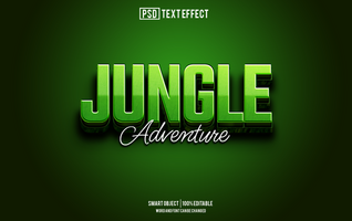 jungle text effect, font editable, typography, 3d text psd