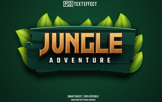jungle text effect, font editable, typography, 3d text psd