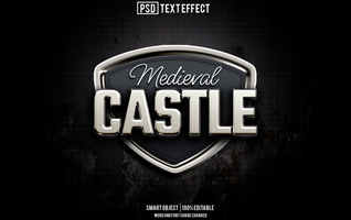 castle text effect, font editable, typography, 3d text psd