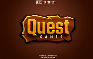 quest game text effect, font editable, typography, 3d text psd
