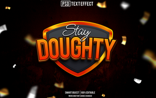 doughty text effect, font editable, typography, 3d text psd