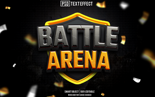 battle arena text effect, font editable, typography, 3d text psd