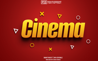 cinema text effect, font editable, typography, 3d text psd