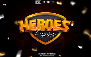 heroes text effect, font editable, typography, 3d text psd