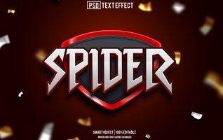 spider text effect, font editable, typography, 3d text psd