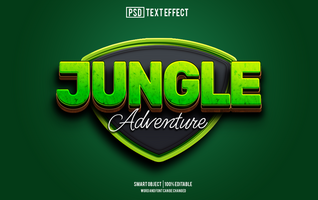 jungle text effect, font editable, typography, 3d text psd