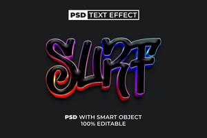Surf Text Effect Colorful 3D Style. psd
