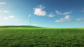 Green Field With Flag photo