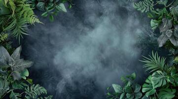 Green Leaf Frame With Smoke photo