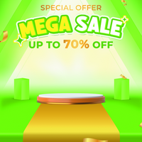 mega sale special offer 3d podium background psd