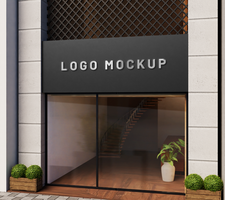 Store facade logo mockup psd