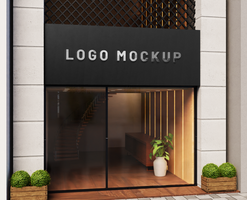 Store facade logo mockup psd