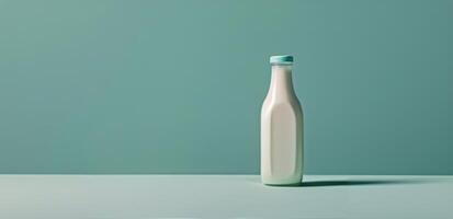 Bottle of Milk on Blue Background photo