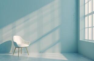 silla en habitación con azul pared foto