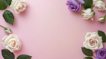 rosado antecedentes con blanco y púrpura flores foto