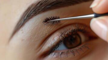 Womans Eye With Brush Inserted photo