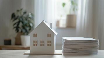 Desk With House Model photo
