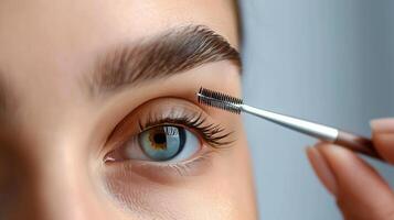 Womans Eye With Brush Inserted photo