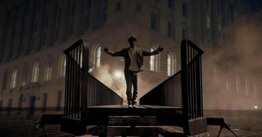 Portrait of Young Fashionable Man In Surreal Unreal Urban Environment video