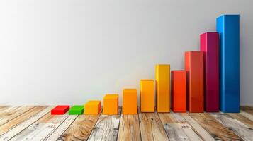 Colorful Bar Chart on Wooden Floor photo