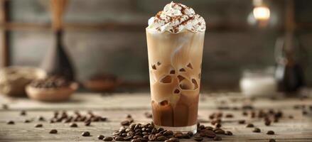 A Cup of Coffee With Whipped Cream and Coffee Beans photo