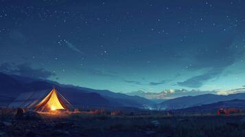 Night Scene With Tent and Stars photo