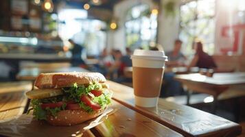 Close Up of a Sandwich on a Table photo