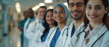 grupo de doctores en pie juntos foto