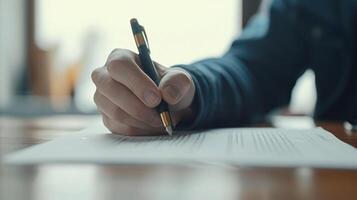 Person Writing on Piece of Paper With Pen photo