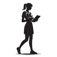 Silhouette of a Nurse, Healthcare, Female Nurse vector