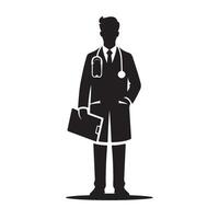 Silhouette of a Male Doctor, Healthcare, Male Doctor vector