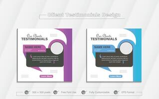 Client testimonial and feedback layout design for business. vector