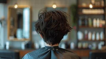 Woman Getting Hair Styled at Salon photo