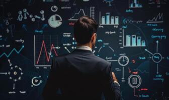 Man Standing in Front of Wall Covered in Diagrams photo