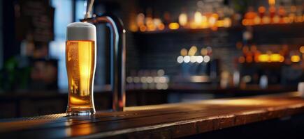 Glass of Beer on Table photo