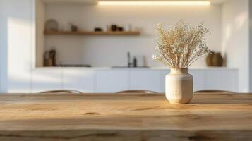 Wooden Table With Bowl photo