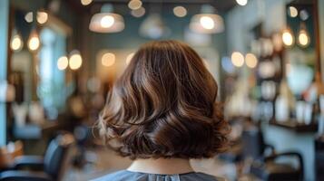 Woman Getting Hair Styled at Salon photo