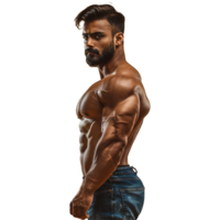 Body builder man on transparent background png