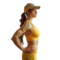 A strong sports woman on transparent background png